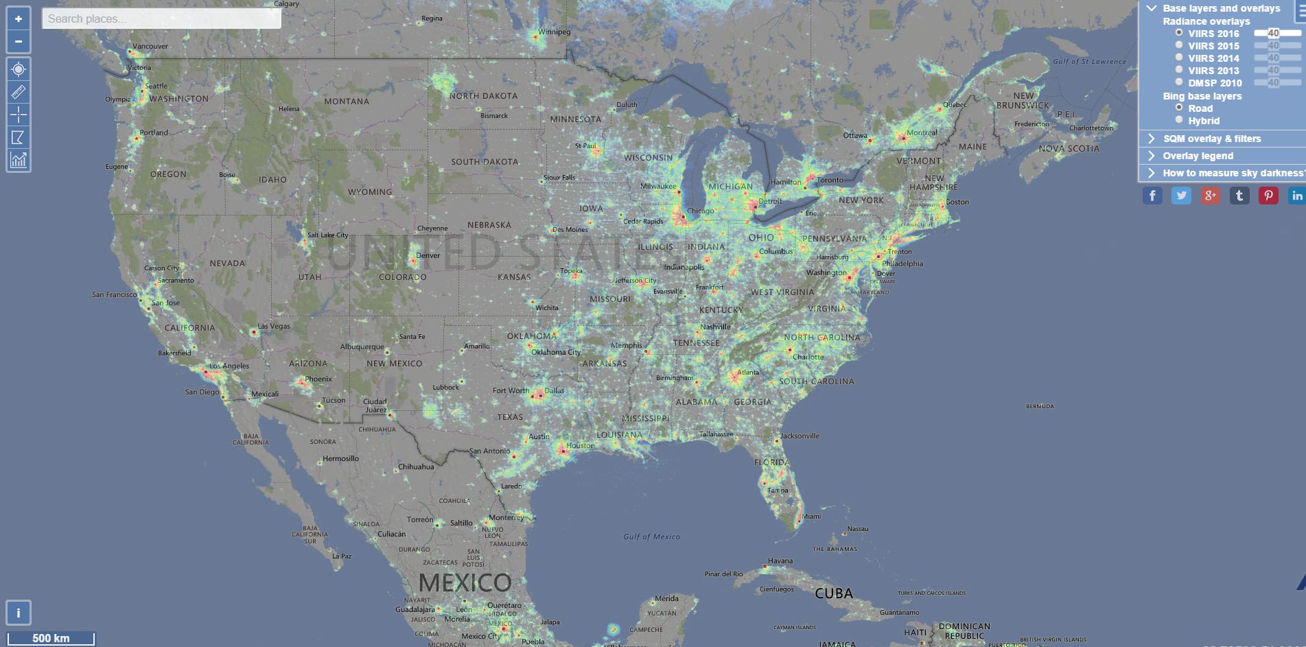 Light pollution map image 