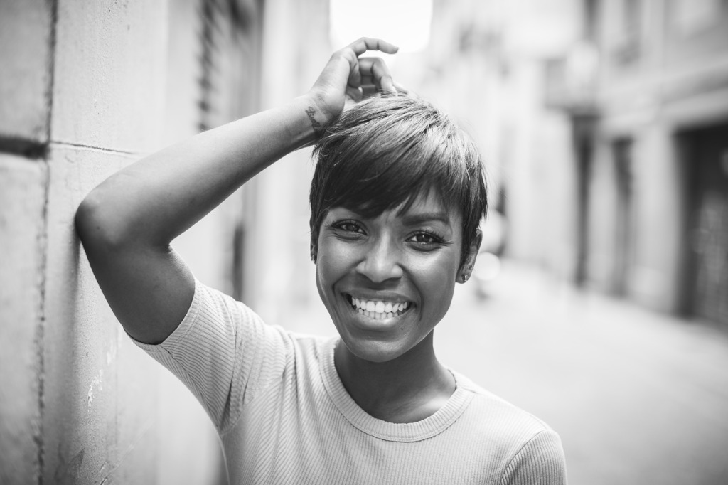 beautiful black woman portrait in monochrome picture id671064636 image 