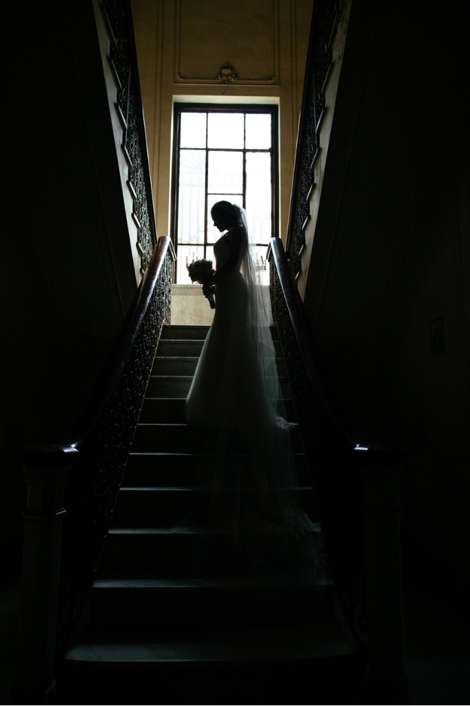 silhouette of the bride in stairway picture id531779238 image 