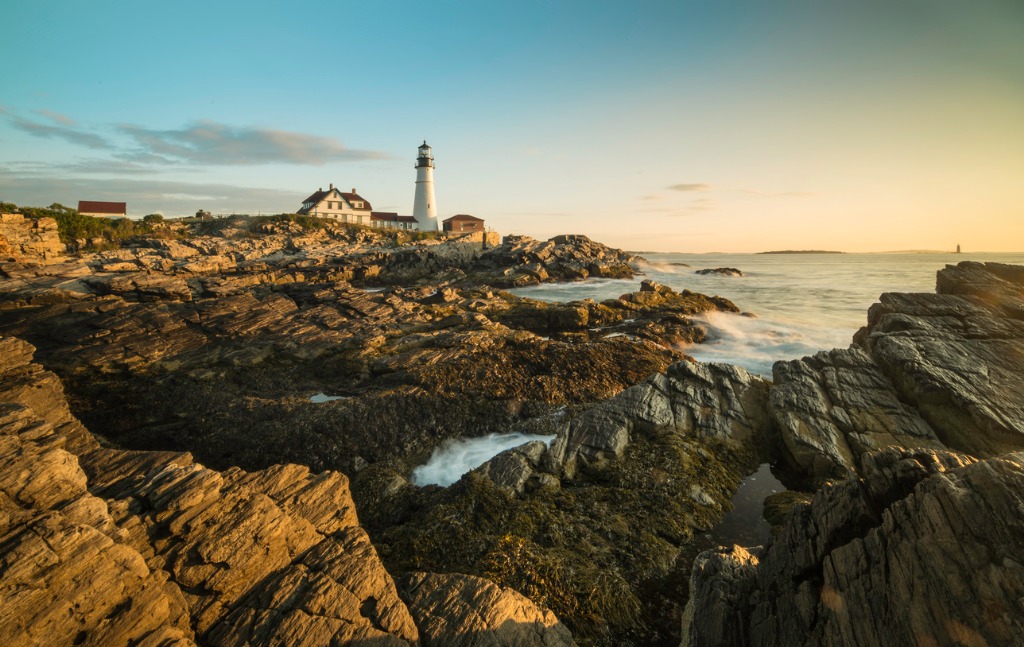 portland head lighthouse maine usa at sunrise picture id845290068 image 