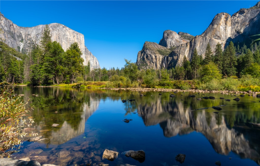 yosemite national park river reflection california usa picture image 