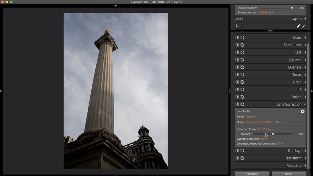 how to correct vignetting image 