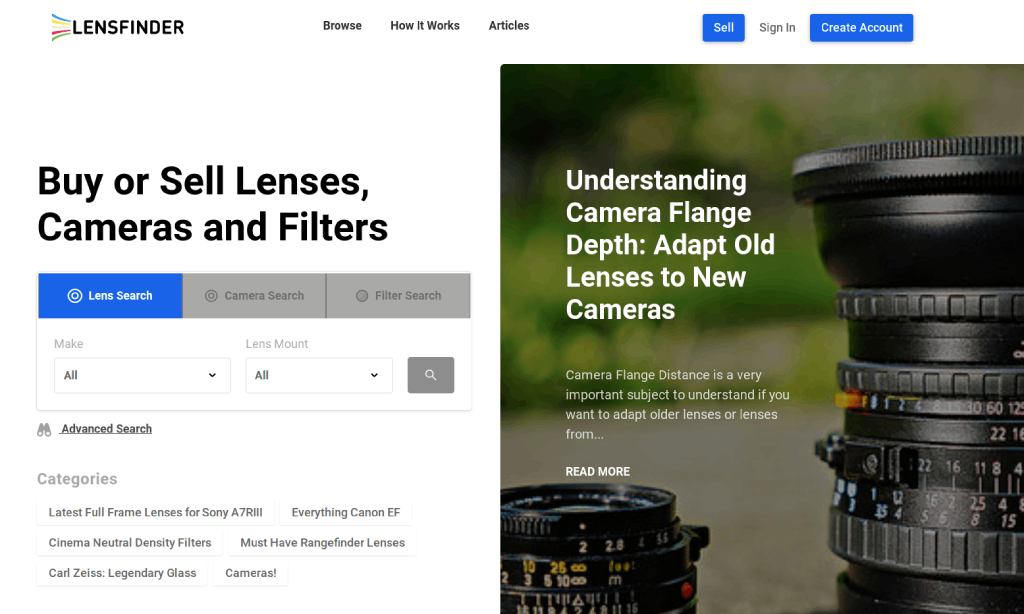 lensfinder homepage image 