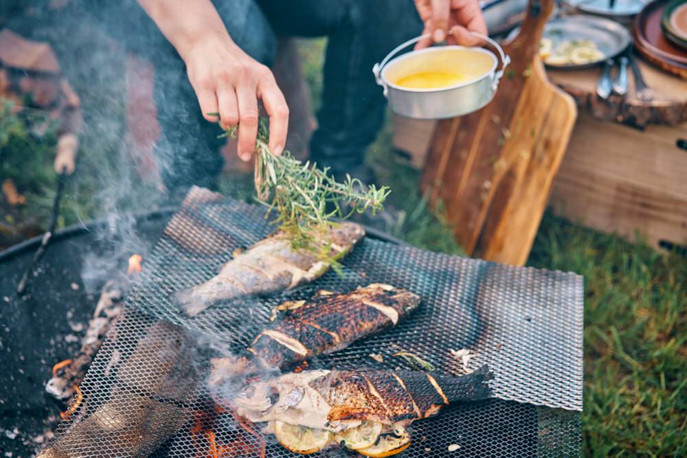 Campfire Fish Recipe Rosemary Trout With Cast Iron Charred Asparagus 1 image 