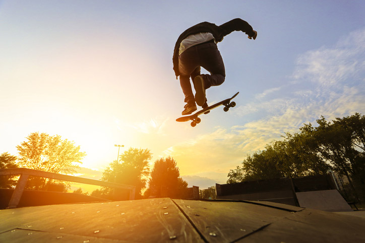 Skateboard in sunlight as a product photography idea image 