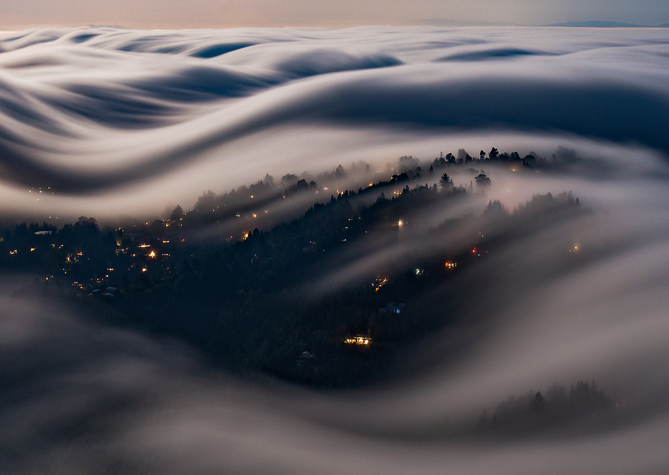 Moonlit Fog Waves